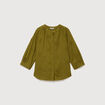 Chemise en coton manches 3/4 vert kaki femme