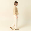 Pull manches courtes ajouré creme femme