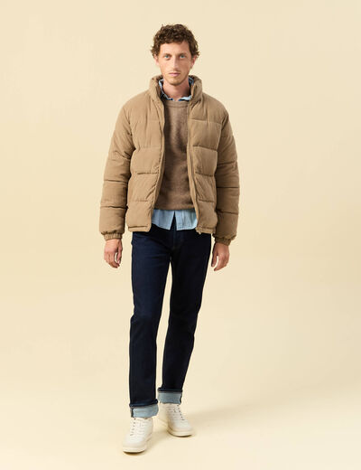 Doudoune courte col montant beige homme
