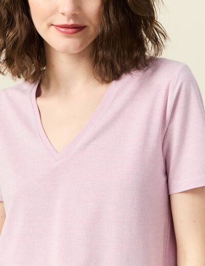 T-shirt manches courtes rose clair femme