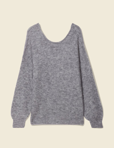 Pull manches longues 2-en-1 gris femme