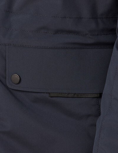 Parka droite à capuche bleu foncé homme