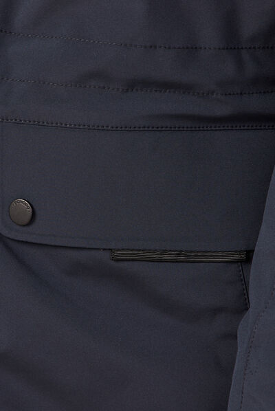 Parka droite à capuche bleu foncé homme