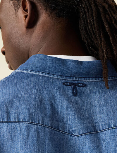 Chemise manches longues denim stone homme