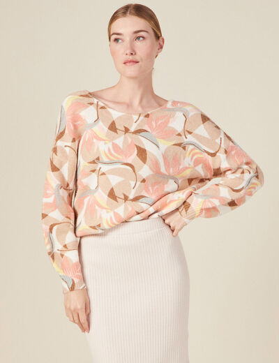 Pull manches longues beige femme