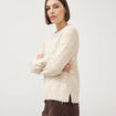 Pull droit col v manches longues creme femme