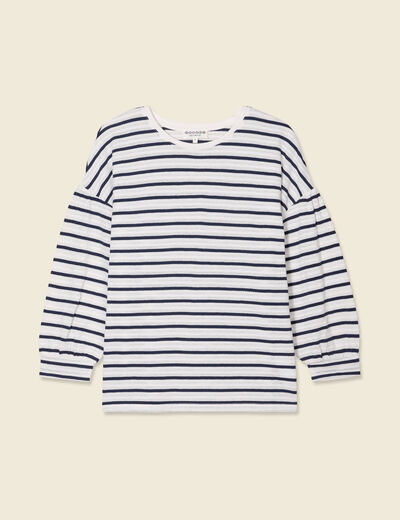 T-shirt manches 3/4 bleu femme