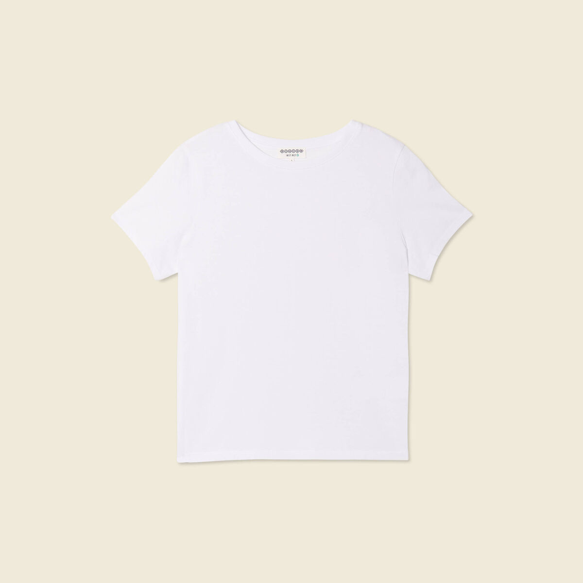 T-shirt cintr&eacute; col rond manches courtes blanc femme