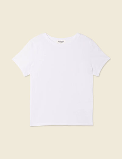 T-shirt cintr&eacute; col rond manches courtes blanc femme