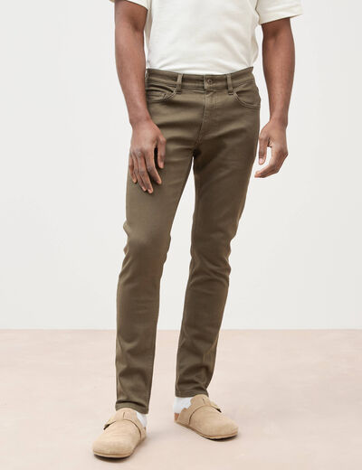 Jeans slim 5 poches vert kaki homme