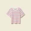 Pull droit court col rond manches coude violet clair femme