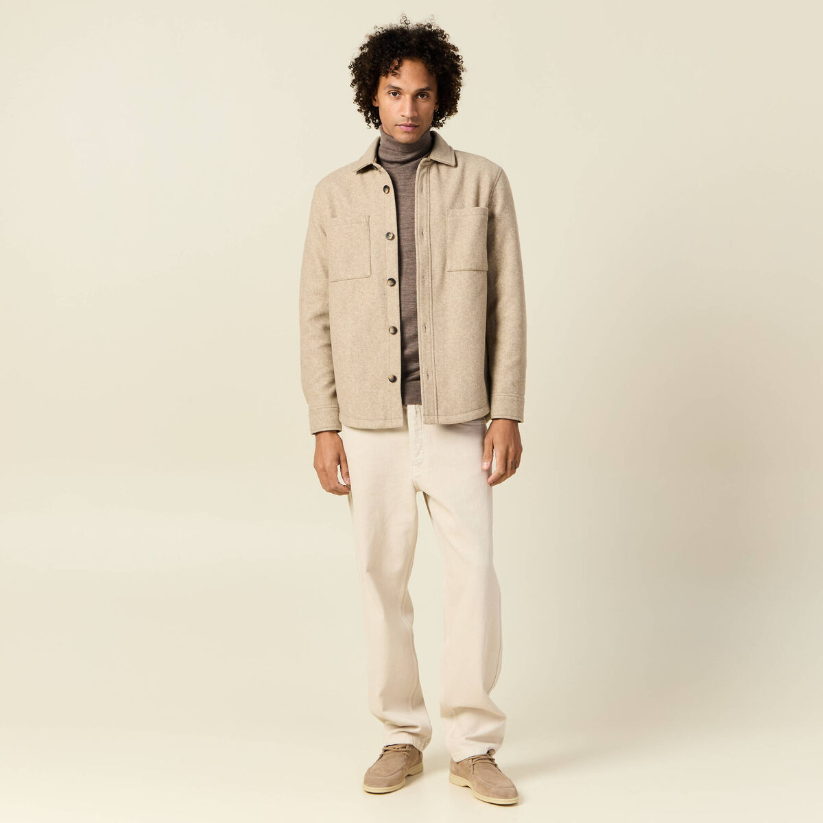 Surchemise boutonnée beige homme