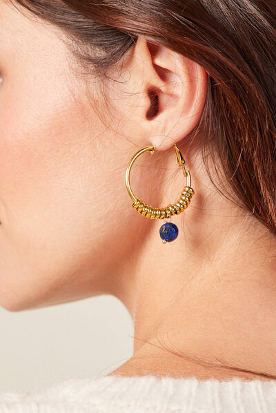 Boucles d'oreilles créoles bleu marine femme