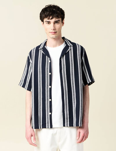Chemise manches courtes bleu marine homme