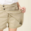 Jupe-short droite en jean vert kaki femme