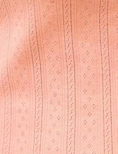 D&eacute;bardeur droit court col rond rose corail femme