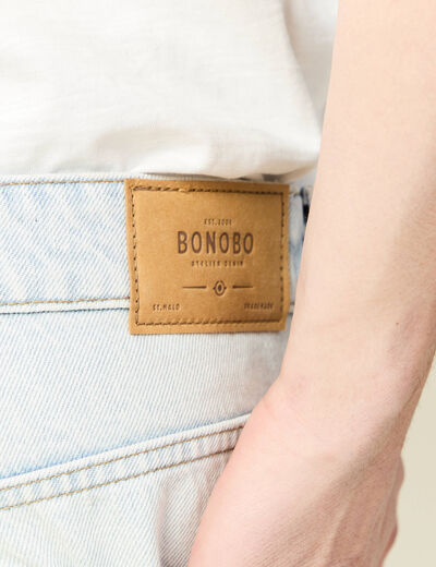 Bermuda droit en jean denim snow bleach homme