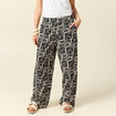 Pantalon large taille haute fluide creme femme