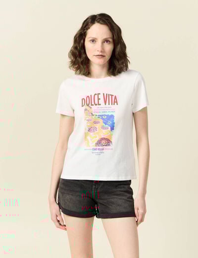T-shirt manches courtes ecru femme