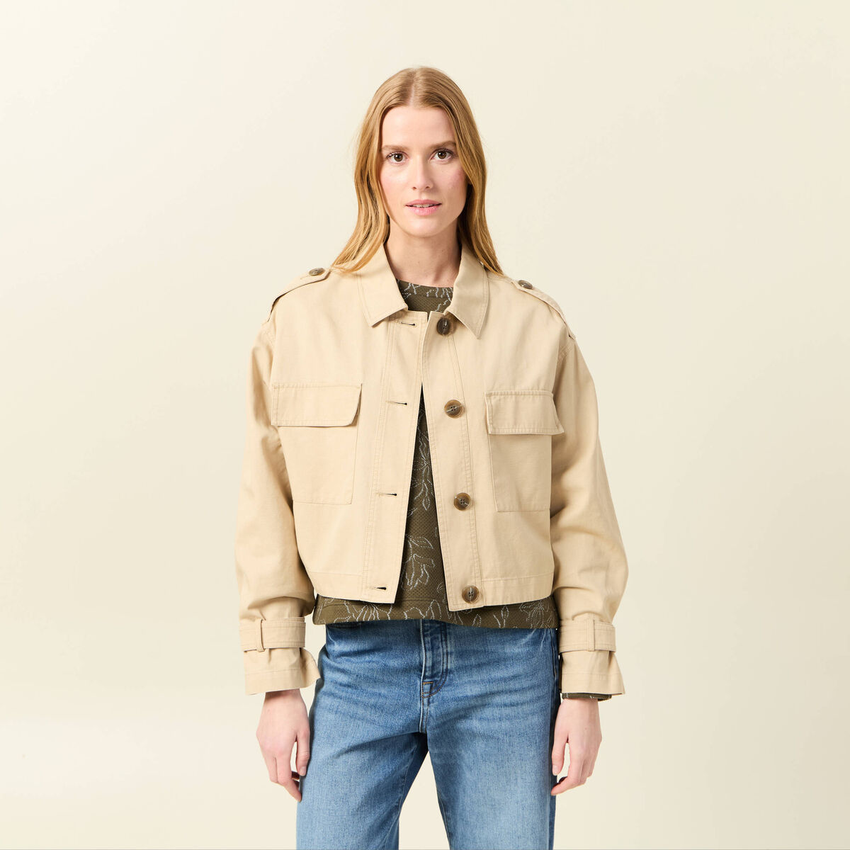 Blouson oversize beige femme