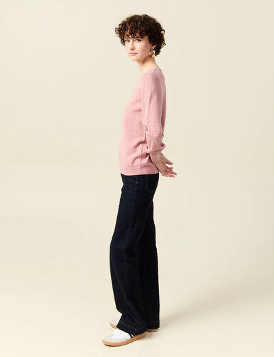Pull manches longues rose pastel femme