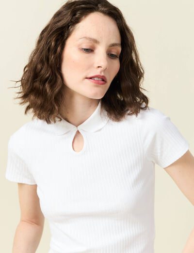 Polo manches courtes blanc femme