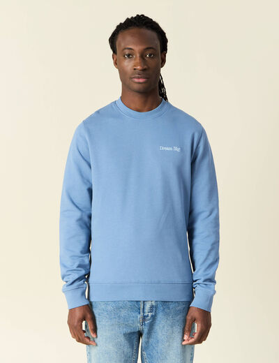 Sweat manches longues bleu gris homme