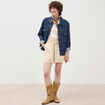 Short taille haute creme femme