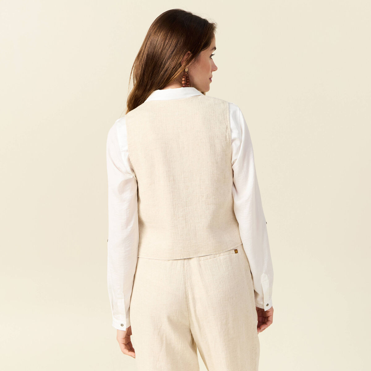 Gilet ajust&eacute; sans manches doubl&eacute; sable femme