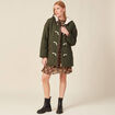 Robe trapèze col montant camel femme