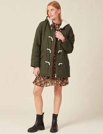 Robe trapèze col montant camel femme
