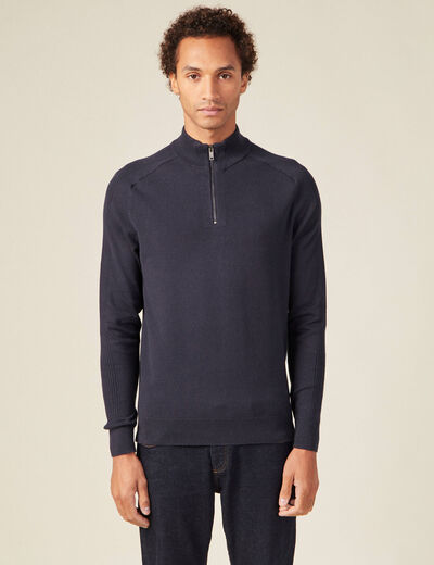 Pull manches longues bleu marine homme