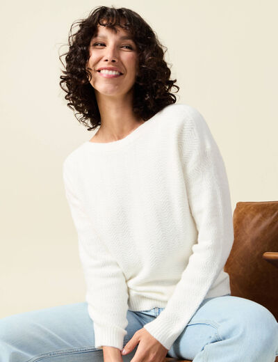Pull manches longues ecru femme