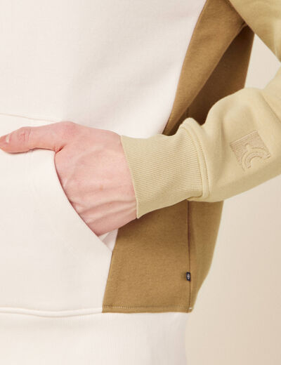 Sweat capuche éco-responsable beige homme