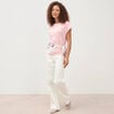 T-shirt col bateau manches courtes rose clair femme