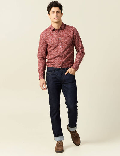 Chemise manches longues marron homme