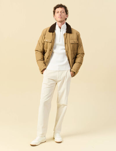 Pull col camionneur ecru homme
