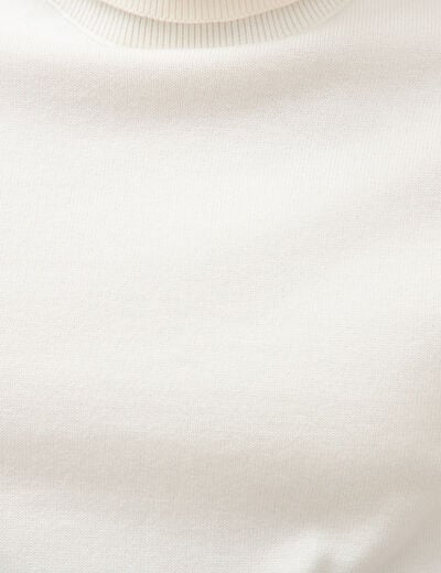 Pull fin col montant manches longues ecru homme