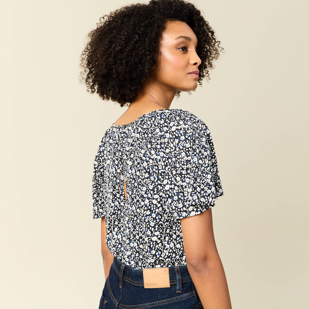 T-shirt manches courtes bleu femme