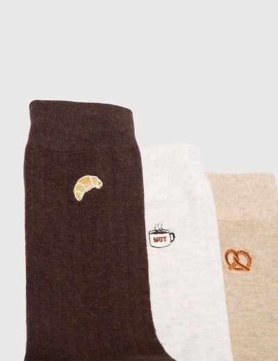 Lot de 3 paires de chaussettes hautes ecru homme