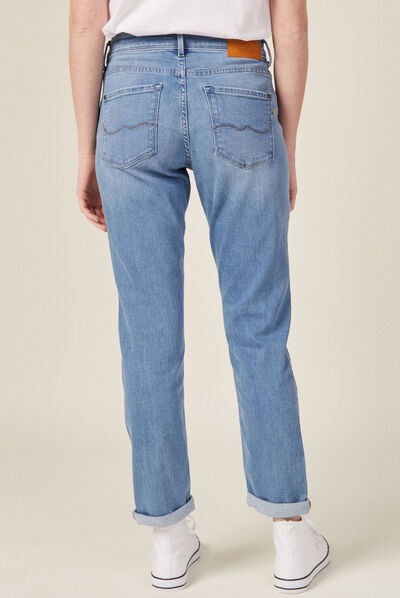 Jeans girlfriend taille haute denim stone femme