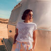 T-shirt manches courtes brodé creme femme