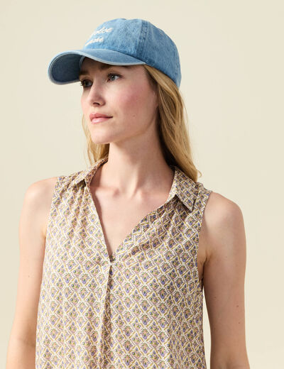 Blouse sans manches blanc femme