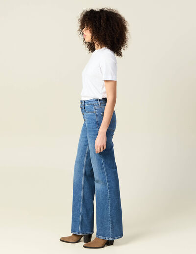 Jeans flare boutonné denim brut femme