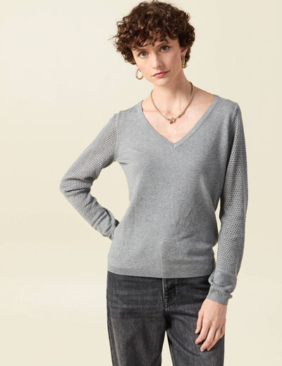Pull à manches longues gris foncé femme