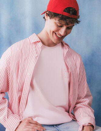 Chemise boyfriend en coton rose homme