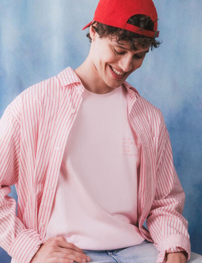 Chemise boyfriend en coton rose homme