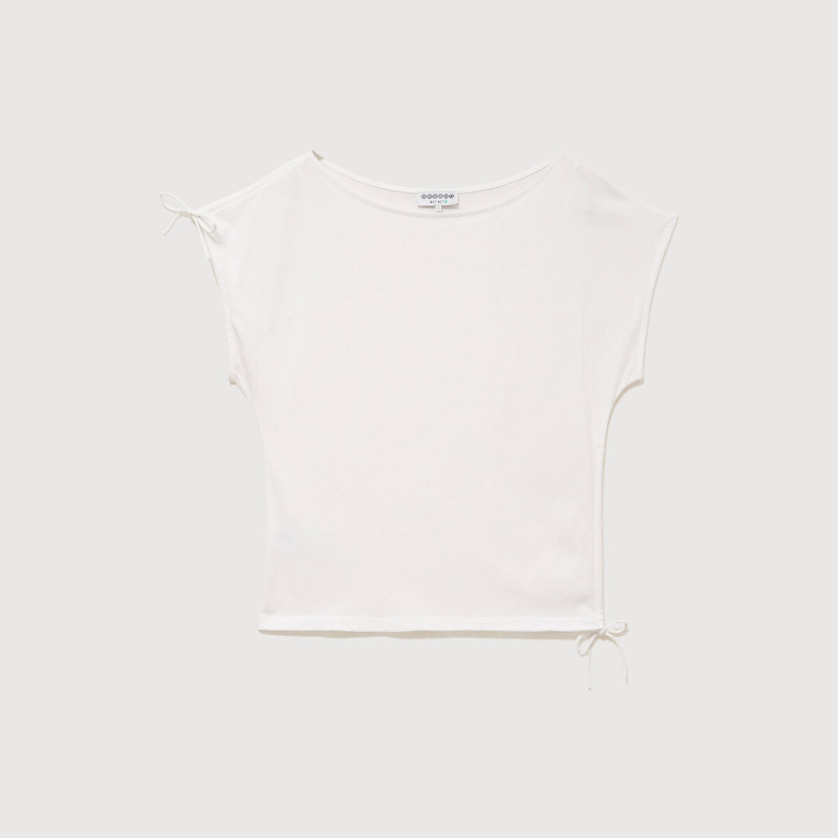 T-shirt col bateau manches courtes ecru femme