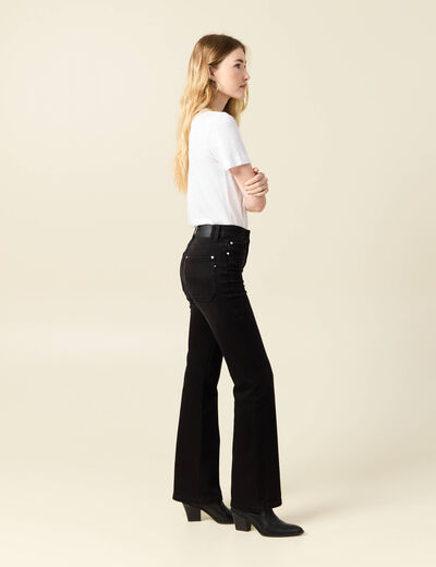Jeans flare taille haute denim noir femme