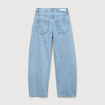 Jeans wide leg cropped taille bascul&eacute;e bleu ciel femme